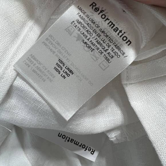 NWT Reformation Mason Linen Pants Pleated Wide Leg Linen Pants Women's 16 White - Picture 7 of 13